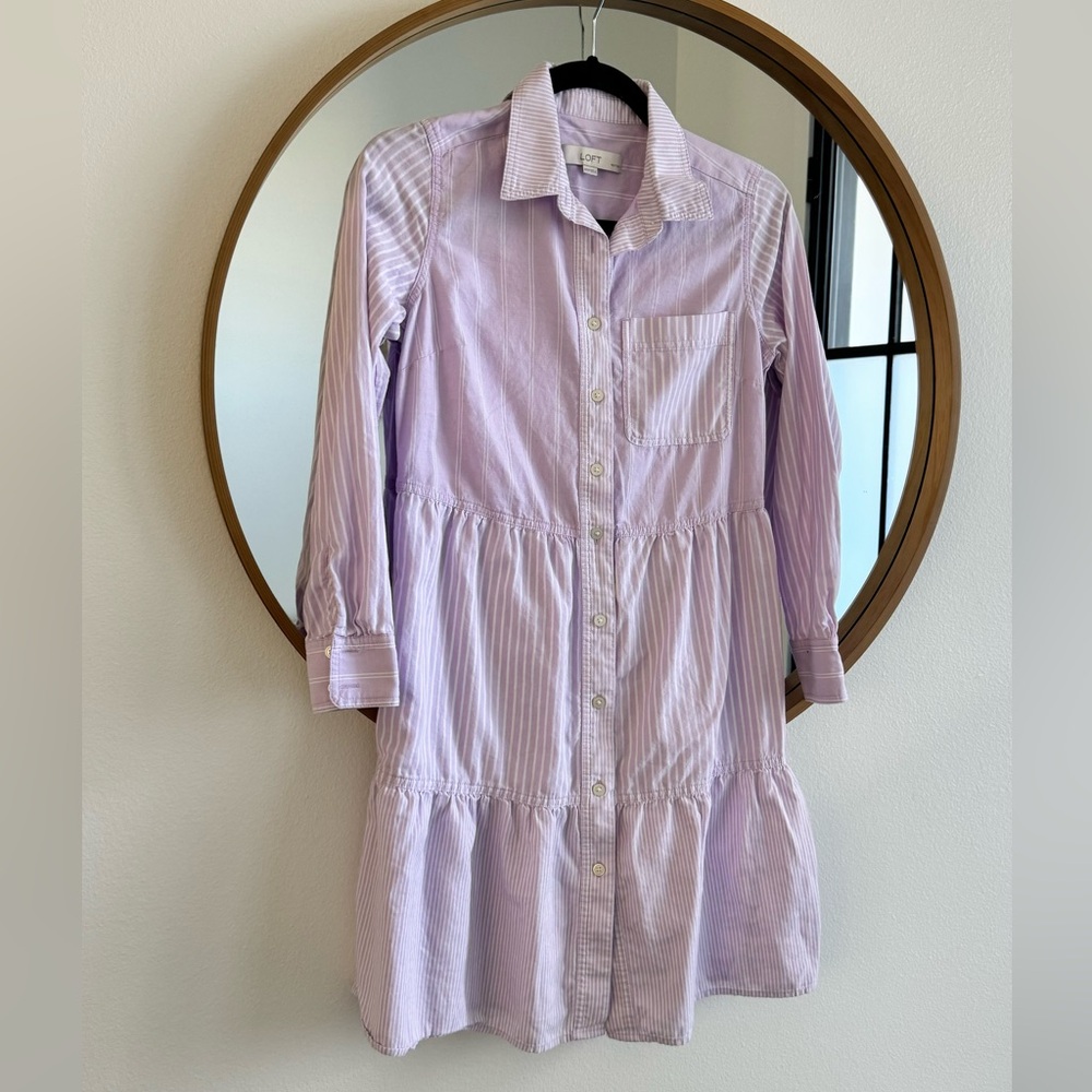 Loft stripe tiered pocket shirtdress